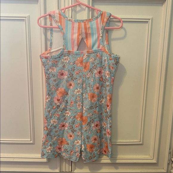 Cheeky Plum Orange and Blue Floral Kids Dance/Gymnastics Leotard NWOT! - Picture 2 of 5